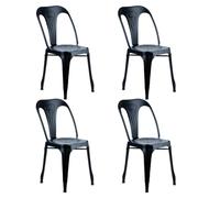 Meubletmoi Lot de 4 Chaises Vintage et empilables en Métal Noir avec Perforations sur l'Assise - Style Industriel et bistrot - Metalica