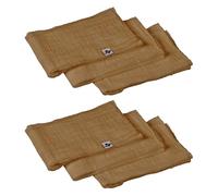 Meubletmoi Lot de 6 Serviettes de Table 40 x 40 cm en Double Gaze de Coton Camel Naturellement Gaufrée avec Point Bourdon - Linge de Table - Pepa