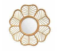 Meubletmoi Miroir Mural H. 62 cm Forme Fleur en rotin Naturel tressé - Style Artisanal bohème décontracté - Hazel
