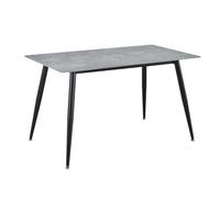 Meubletmoi Petite Table de Repas 130 x 70 cm Plateau en céramique Pleine Masse Gris béton et Pieds évasés en métal Noir - Cuisine Moderne - Ryder 2