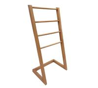 Meubletmoi Porte Serviette autoportant en Bois de Teck Vernis H. 100 cm 3 Niveaux - Style Naturel Fabrication Artisanale - Anya