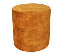 Meubletmoi Pouf/Repose-Pieds Rond D. 32 cm en Tissu Velours Jaune Moutarde - élégant et Compact - Joel