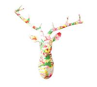 Meubletmoi Sculpture Murale tête de Cerf 40 cm Peinture laquée Multicolore - Trophée décoratif Design Contemporain Abstrait - CERF