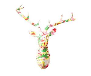 Meubletmoi Sculpture Murale tête de Cerf 40 cm Peinture laquée Multicolore - Trophée décoratif Design Contemporain Abstrait - CERF
