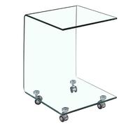 Meubletmoi Table d'appoint carrée en Verre - Bout de canape Transparent vitré sur Roulette - Ambiance Moderne - Ice