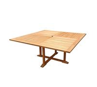 Meubletmoi Table de Jardin Forme carrée 150 x 150 cm Pliante Pieds croisés en Bois de Teck Massif huilé - Extérieur Naturel Patio terrasse Balcon - ANCOLIE