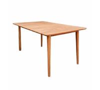 Meubletmoi Table de Jardin rectangulaire L. 150 cm Bords arrondis en Bois de Teck Massif huilé - Extérieur Naturel Patio terrasse Balcon - ANCOLIE
