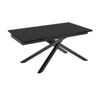Meubletmoi Table de Repas Extensible 160 à 240 cm en Verre bullé recuit Gris Anthracite texturé et Pied torsadé métal Noir - Atlanta 05