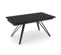 Meubletmoi Table de Repas Extensible 160 à 240 cm en Verre bullé recuit Gris Anthracite texturé et Pieds inclinés en V métal Noir - Atlanta 10