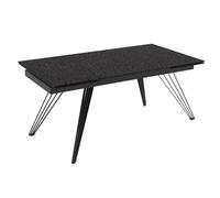 Meubletmoi Table de Repas Extensible 180 à 260 cm en Verre bullé recuit Gris Anthracite texturé et Pieds filaires en métal Noir - Atlanta 01