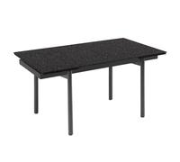 Meubletmoi Table de Repas Extensible 180 à 260 cm en Verre bullé recuit Gris Anthracite texturé et Pieds Tubes Droits métal Noir - Atlanta 09