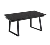 Meubletmoi Table de Repas Extensible 180 à 260 cm en Verre bullé recuit Gris Anthracite texturé et Pieds Luge en métal Noir - Atlanta 02
