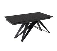 Meubletmoi Table de Repas Extensible 180 à 260 cm en Verre bullé recuit Gris Anthracite texturé et Pieds géométrique métal Noir - Atlanta 03