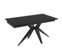 Meubletmoi Table de Repas Extensible 180 à 260 cm en Verre bullé recuit Gris Anthracite texturé et Pied étoile métal Noir - Atlanta 06