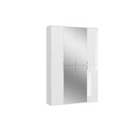 Meublorama Armoire 8 Portes BODITE - 4 Portes avec miroirs - Blanc laqué