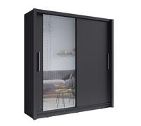 Meublorama Armoire à portes coulissantes avec miroir - 205 cm - Gris graphite - Collection OZZULA