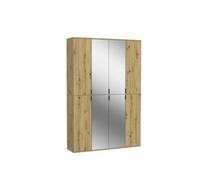Meublorama Armoire de Rangement BODITE - 8 Portes avec miroirs - Chêne Clair