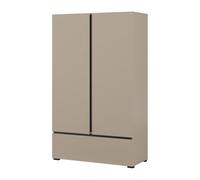 Meublorama Armoire de rangement Havana Beige et Noir 2 Portes 1 tiroir - Élégance discrète et économie d'espace