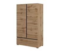 Meublorama Armoire de rangement Havana Chêne et Noir 2 Portes 1 tiroir - Meuble Moderne et Compact pour Chambre