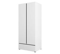 Meublorama Armoire Havana 90cm - 2 Portes + 1 Tiroir - Couleurs Blanc et Noir - Design Moderne et Fonctionnel