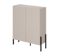Meublorama Armoire Salma 2 Portes Push-to-Open - Beige & Noir Mat, 114×135×40 cm