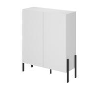 Meublorama Armoire Salma 2 Portes Push-to-Open - Blanc Super Mat & Noir Mat.