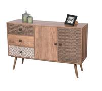 Meublorama Buffet 2 Portes et 3 tiroirs Style Ethnique Dimensions 120x75x29cm