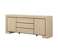 Meublorama Buffet Collection Copa - 2 Portes et 3 tiroirs - 225x90x48 cm - Chêne élégant - Design scandinave