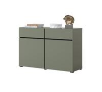 Meublorama Buffet Coloris Vert Sauge 120cm Collection Havana. Bahut Design avec 2 Portes et 2 tiroirs.