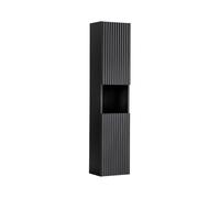 Meublorama Colonne de Salle de Bain VANO - 2 Portes + 1 Niche - Noir Mat - L30 × P25 × H140 cm - À Suspendre