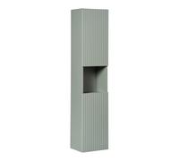 Meublorama Colonne Salle de Bain Elvina - 2 Portes - H140 cm - Coloris Vert Sauge Pastel - Meuble Suspendu
