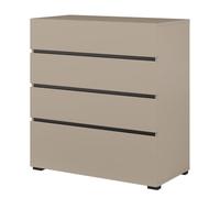 Meublorama Commode Havana Beige et Noir - 4 tiroirs - Élégance Moderne et Rangement Compact