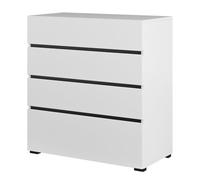 Meublorama Commode Havana Blanche et Noire - 4 tiroirs - Style Contemporain et Rangement Pratique