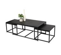 Meublorama Ensemble de 3 Tables d'appoint gigogne carrées Collection Soho- Style Industriel, Coloris Noir, Dimensions 100x60xH45 cm