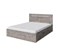 Meublorama Ensemble lit VELTIS 180x200 cm avec sommier Inclus - Tête de lit LED - Chêne Wellington - Matelas Non Inclus
