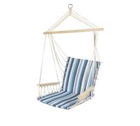 Meublorama Fauteuil de Jardin à Suspendre en Bois avec accoudoirs - 60x60x100 cm - Bleu et Blanc - Élégance et Confort