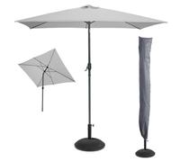 Meublorama L'indispensable été : Parasol inclinable Coloris Gris Clair + Housse Anti-UV + Pieds en Ciment 25Kg