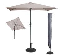 Meublorama L'indispensable été : Parasol inclinable Coloris Taupe + Housse Anti-UV + Pieds en Ciment 25Kg