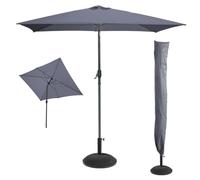 Meublorama L'indispensable été : Parasol inclinable Gris Anthracite + Housse Anti-UV + Pieds en Ciment 25Kg