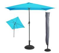 Meublorama L'indispensable été : Parasol inclinable Turquoise + Housse Anti-UV + Pieds en Ciment 25Kg
