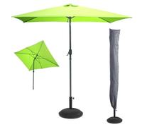 Meublorama L'indispensable été : Parasol inclinable Vert Pomme + Housse Anti-UV + Pieds en Ciment 25Kg