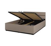 Meublorama Lit Coffre Havana 180x200 cm - Beige et Noir - Lit Double Moderne avec Espace de Rangement