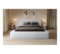 Meublorama Lit Coffre ORLANE - Blanc Nuage Polaire - 180x200 cm - Sommier relevable - Design Haut de Gamme