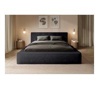 Meublorama Lit Coffre ORLANE - Noir Ardoise Polaire - 140x200 cm - Sommier relevable - Design Haut de Gamme