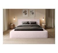 Meublorama Lit Coffre ORLANE - Rose Poussière de Rose Polaire - 180x200 cm - Sommier relevable - Design Haut de Gamme