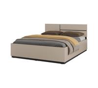 Meublorama Lit Havana 160x200 Beige et Noir avec sommier - Sobriété contemporaine et Confort Optimal