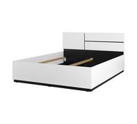 Meublorama Lit Havana 160x200 cm Blanc et Noir - Design Moderne et Structure Robuste