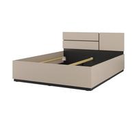Meublorama Lit Havana 180x200 cm Beige et Noir - Élégance Moderne pour Grande Chambre Adulte