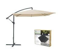 Meublorama Pack Parasol déporté Beige + Dalle béton - Élégance, Ombre XXL et stabilité assurée