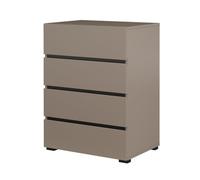 Meublorama Petit buffet Havana - 4 tiroirs - Beige et Noir - Look moderne et chaleureux